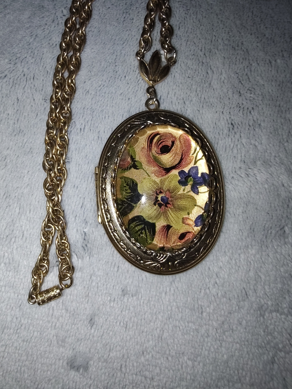 Vintage Miriam Haskell Cabochon Locket Necklace  - Women Jewelry